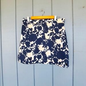 Rafaella Blue Tan White Floral Skort Size L Golf Tennis Pickleball